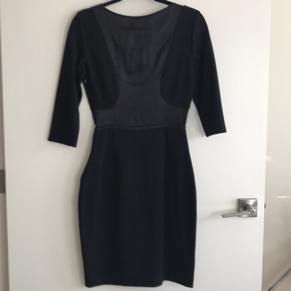 Black Club Monaco satin/jersey dress - Picture 3 of 3